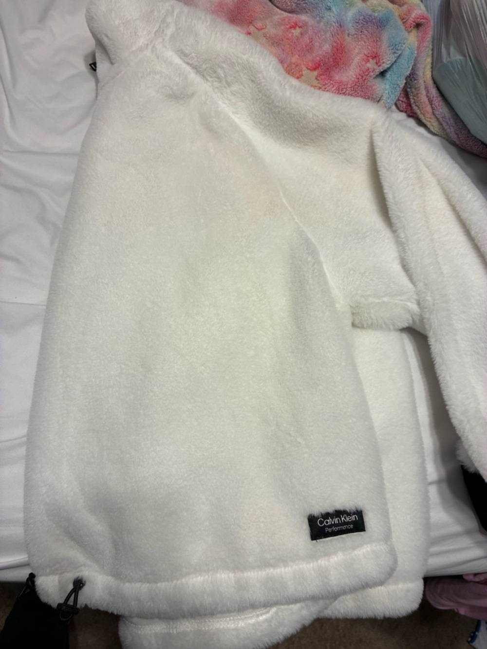 Calvin Klein White Plush Fleece Pullover
